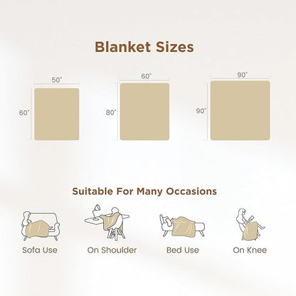 Sophia & William Throw Blanket for Couch Sofa(90x90 Inches) - Faux Fur Throw Soft Cozy, Gifts for Women, Cream
