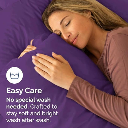 Queen Pillow Cases Set of 10 - Ultra Soft Hotel Quality Pillowcase Covers - Comfy & Wrinkle Free - Shrink, Stain & Fade Resistant - Easy-Care, Machine Washable Pillow Protectors - 10 Pcs Set - Purple