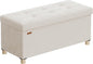 SONGMICS Storage Ottoman Bench, Folding Storage Chest, 15 x 30 x 15.2 Inches, Foot Rest Stool, 20 Gal. (77 L), Velvet Surface, for Bedroom, Entryway, Living Room, Cappuccino Beige ULSF0517W02