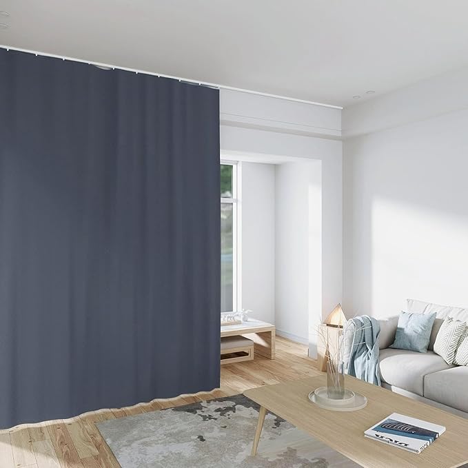 Room Divider Curtains Total Blackout Privacy Curtain Panel Room Thermal Insulated Noise Reduction Curtains for Bedroom Window Living Room Ceiling Track Curtain W 10 ft × H 7 ft Dark-Grey