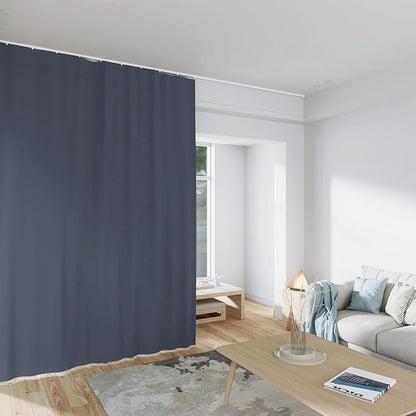 Room Divider Curtains Total Blackout Privacy Curtain Panel Room Thermal Insulated Noise Reduction Curtains for Bedroom Window Living Room Ceiling Track Curtain W 8.3 ft × H 9 ft Dark-Grey