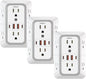 3 Pack Surge Protector Outlet Extender, 6 Outlet Splitter with 4 USB Ports (2 USB C), Multi Plug Wall Outlet 1050J Power Strip, USB Wall Charger for Home Office Kitchen Travel