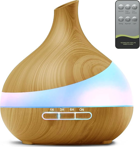 HJTHJT 500ML Essential Oil Diffuser: Aroma Diffuser with Remote Control for Hotel Spa Yoga Room - Humidifiers for Bedroom with 14 Colors LED Night Light for Kids/Women Home Relaxation
