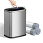2.1 Gallon Bathroom Trash Can with Lid Press Top, 8 Liter Stainless Steel Garbage Can with Press Type Lid, Slim Trash Bin Waste Basket for Toilet, Office, Bedroom, Living Room (Silver)