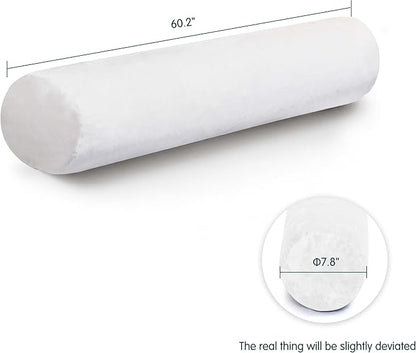 SyMax 7.8"x60" Body Pillow for Queen Bed, Memory Foam Bolster w/Removable Velvet Cover, Headboard Gap Filler Pillow, White