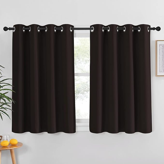 NICETOWN Blackout Curtain Panel for Window - Triple Weave Energy Saving Thermal Insulated Solid Grommet Blackout Drape for Kitchen (Single Panel, 52 inches by 54 inches, Toffee Brown)