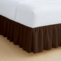 Rajlinen Ruffled Bed Skirt Queen, 18 Inch Drop Dust Ruffle with Split Corners, 100% Microfiber Bedskirt with Platform, Three-Sided Coverage Ruffled Gathering Design, Chocolate