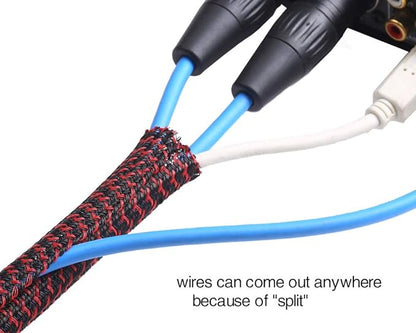 Alex Tech 10ft - 3/4 inch Cord Protector Wire Loom Tubing Cable Sleeve Split Sleeving For USB Cable Power Cord Audio Video Cable – Protect Cat From Chewing Cords - Blackred