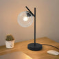 Mid Century Table Lamp Vintage Bedroom Desk Lamp Black Nightstand Lamp Contemporary Clear Glass Globe Bedside Lamp for Office Study Room