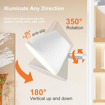 White 42W Tree Floor Lamp, Super Bright LED Standing Lamp with Remote, Modern Dimmable Floor Lamps,Individual Control, Rotable Head LED Lamp for Living Room Bedroom Office