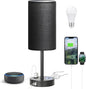 Fenmzee Touch Nightstand Lamp - Black, 3-Way Dimmable, USB A + C Charging, AC Outlet, 17.4inch Medium
