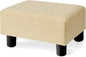 BRIAN & DANY Small Foot Stool Ottoman, Footstool with Legs, Teddy Velvet Foot Rest for Living Room, Bedroom and Office, Beige