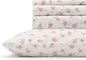 Linen Home 100% Cotton Printed Percale Sheets Queen Size, Deep Pocket, 4 Pieces Set - 1 Flat, 1 Deep Pocket Fitted Sheet and 2 Pillowcases, Crisp Cool and Strong Bed Linen, Mauve Silhouette Floral