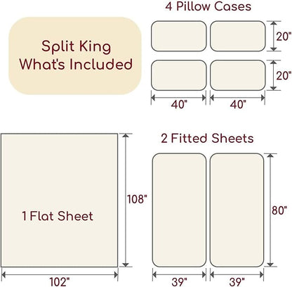 Mellanni Split King Sheet Set - 7-Piece Iconic Collection Bedding, (Including 4 Pillowcases), 16-Inch Deep Pocket, Easy Care, Extra Soft, Cooling Sheets, Brushed Microfiber - Brick Red