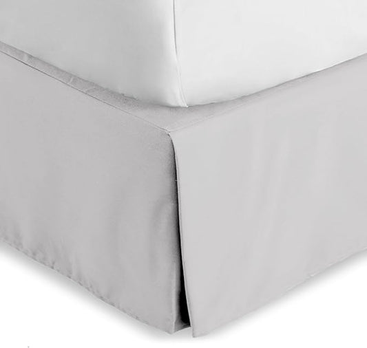 Bare Home Full Bed Skirt - 15-Inch Tailored Drop Easy Fit - Bed Skirt for Beds - Center & Corner Pleats (Full, Light Grey)