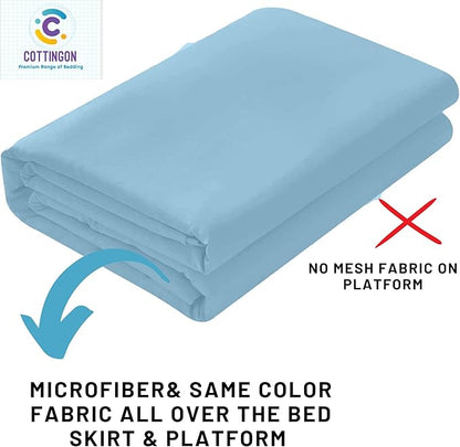 Cottingon Ruffled Bed Skirt with Split Corners-Dust Ruffle - 21" Drop 100% Microfiber Soft,Sheen & Luxurious Look - Bed Skirts (Light Blue -Twin)