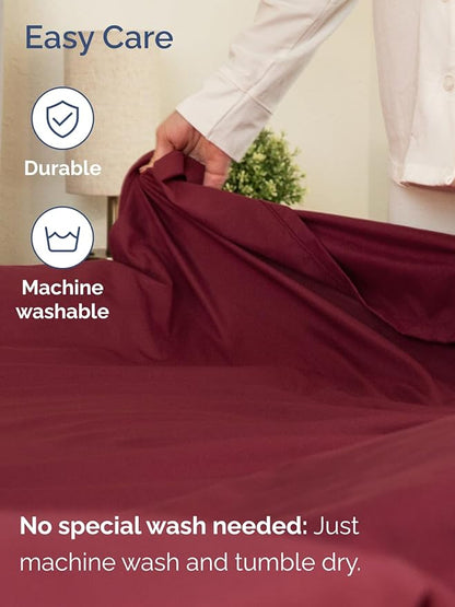 Extra Deep Cal King Sheet Set - 6 Piece Breathable and Cooling Sheets - Hotel Luxury Bed Sheets Set - Easy Fit - Soft, Wrinkle Free and Comfy Sheets Set - Burgundy Sheet Set with Extra Deep Pockets