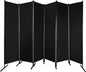 Large 6 Panel Freestanding Folding Room Divider with Support Base, 10FT Wide 6FT Tall Privacy Screen Partition Room Dividers with Freely Combined Connector, 119"x71", Black