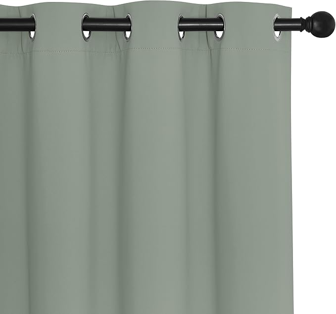 NICETOWN Sliding Door Window Treatment Blackout Patio Door Curtain Panels, Privacy Thermal Drapes for Bedroom Living Room Department with Grommet Top (Sage Green, W66 x L110)