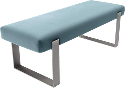 VANT Upholstered Bed Bench - Velvet Antique Blue - Brushed Nickel - Contemporary Modern, Bedroom Bench Seat, Hallway, or Entryway