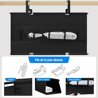 Under Desk Cable Management Tray - Heavy Duty No-Drill Clamp & Screw Mount, 36-Inch Cord Organizer for Home Office, Gaming Setup & Study Room, Holds Power Strip & Large Adapters