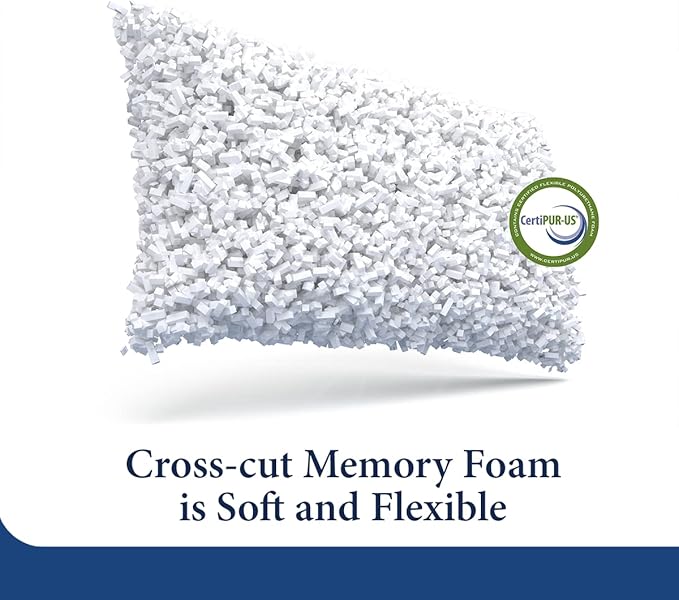 Cosy House Collection 2-Pack Luxury Rayon Derived From Bamboo Shredded Memory Foam Pillow - Adjustable & Removable Fill - Cool & Breathable Cover with Zipper for Side, Back, & Stomach Sleepers (Queen)