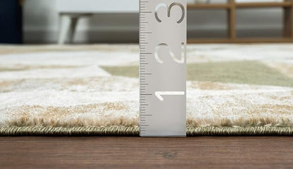 Abani Savoy Collection Area Rug - Green and Cream Geometric Design - 4'x6' - Easy to Clean - Durable for Kids and Pets - Non-Shedding - Medium Pile - Soft Feel - for Living Room, Bedroom, and Office