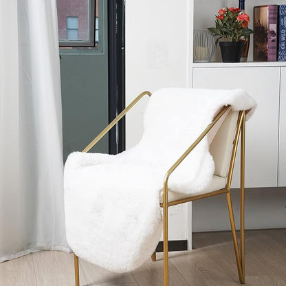 Latepis White Fluffy Rug 2x4 Small Throw Area Accent Rugs Washable Faux Rabbit Fur Shag Rug for Chair Couch Cover Floor Nursery Cute Rugs for Bederoom