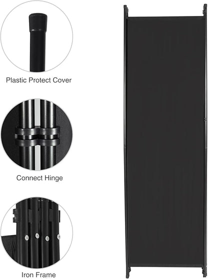 4 Panel Folding Room Divider, 6.7FT Wide Portable Privacy Screen, Room Partition Wall Dividers, Freestanding Partition Room Separation for Bedroom Office Restaurant Hospital, 80" Wx68 H, Black