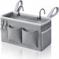 1pcs Bedside Caddy Hanging Storage Bag, Organizer Baskets with Pockets for Bunk Bed Accessories, Loft & Dorm Rooms Chair Bed Rails (Grey-1pcs)