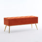 Velvet Storage Bench with Gold Legs& Nailhead Trim, 46" Wide Upholstered Modern Bedroom Bench for End of Bed, Tufted Ottoman for Entryway Living Room Dining Room (Orange, 46" Wide)