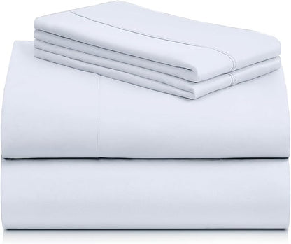 LuxClub 4 PC Sheet Set Bed Sheets Deep Pockets 16" Eco Friendly Wrinkle Free Cooling Machine Washable Hotel Bedding Silky Soft - Baby Blue California King