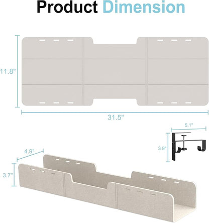 Under Desk Cable Management Tray,No-Drill Upgraded Thickened Felt Cord Organizer with Clamp or Screw Mount,Cable Holder for Standing Desk,Home Or Office(Beige, 31.5")