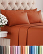 Full 6 Piece Sheet Set - Cooling, Comfy & Breathable - Hotel Luxury Bedding, Includes Fitted Sheet for Women, Men, Kids & Teens - 1 Flat, 1 Fitted Sheet, 4 Pillowcases with Deep Pockets - Terracotta
