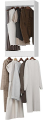 Double Hanging Closet Unit, Modular Wood Closet System Organizer with Storage, White, 19.5"W