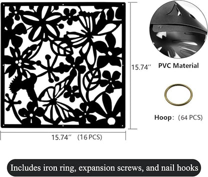 12＋4PCS KEIBIKEIDI Hanging Room Divider Screens Made of Environmentally PVC, Simple and Modern Black Hanging Panel Screen for Decoration Home, Livingroom,Bedroom, Kitchen, Dining Room,Hotel and Bar