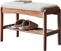 Solid Wood Shoe Bench, Shoe Rack Bench Assembled with Cushion for Entryway, Hallway, Bedroom, Living Room, 11.8" x 23.6" x 16.5", Beech Wood, Walnut