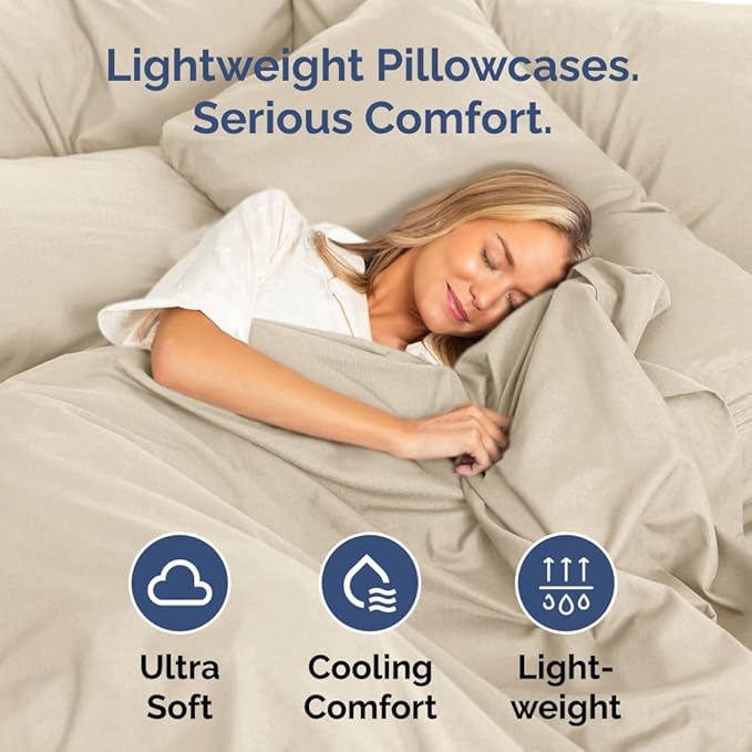 Queen Pillow Cases Set of 8 - Ultra Soft Hotel Quality Pillowcase Covers - Comfy & Wrinkle Free - Shrink, Stain and Fade Resistant - Easy-Care, Machine Washable Pillow Protectors - 8 Pcs Set - Wheat