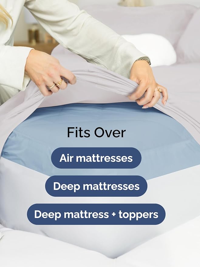 Extra Deep Split King Sheet Set - 7 Piece Breathable & Cooling Sheets - Hotel Luxury Bed Sheets Set - Easy Fit - Soft, Wrinkle Free & Comfy Sheets Set - French Grey Sheet Set with Extra Deep Pockets