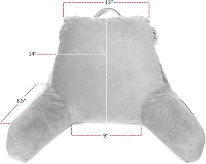 Nestl Reading Pillow for Kids & Teens with Shredded Memory Foam, Backrest Pillows for Reading, Watching, and Gaming, Use on The Couch, Bed, or Floor, Adjustable Support with Washable Cover Light Grey