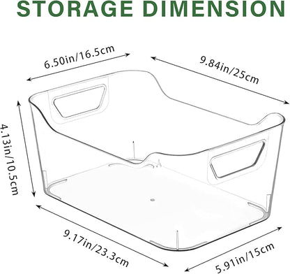 12 Pack Clear Plastic Storage Bins, Pantry Organizers and Storage, Clear Pantry Organizer Bins, Plastic Containers with Handle for Kitchen,Freezer,Cabinet,Closet,Bathroom Under Sink Storage