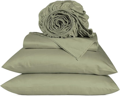 URBANHUT 800 Thread Count 100% Cotton King Size Sheets, Luxury 4 Piece King Bedsheets, Hotel Sheets Sateen Finish - Better Than Egyptian, 16" Elasticized Deep Pocket - Sage