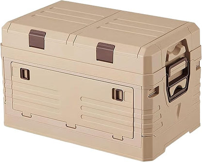Greenery 60L Collapsible Box with handles, Double-Layer Storage Box with Lids ideal for Camping, Daily Items, Snacks, Clothing storage, Tools