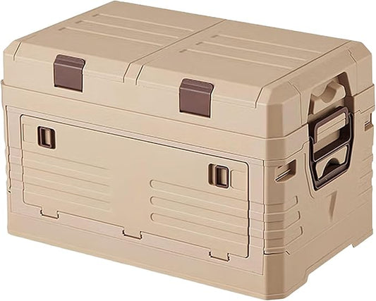 Greenery 60L Collapsible Box with handles, Double-Layer Storage Box with Lids ideal for Camping, Daily Items, Snacks, Clothing storage, Tools