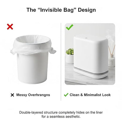 MOPALL Dog Proof Trash Can with Lid, 3.3 Gallon Slim Bathroom Garbage Bin with Inner Bucket, Fits Standard 4 Gallon Bags, Odor Sealing Diaper Pail for Nursery, Modern White Waste Basket, 6.9" Wide