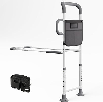 HOMEAL Bed Rails for Elderly Adults Safety - Adjustable Bed Assist Rails for Seniors, Adult Bed Guard Rail with Non-Slip Ergonomic Handle,Storage Pocket & Fixing Strap, 350 Tested(Grey, Without Light)