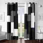 Black Grey 100% Blackout Curtains for Bedroom 63 inch Length 2 Panels Set White Grey Modern Abstract Geometric Black Out Curtains Insulated Room Darkening Window Drapes for Living Room, 42Wx63L