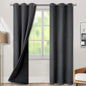 BGment Thermal Insulated 100% Blackout Curtains for Bedroom with Black Liner, Double Layer Full Room Darkening Noise Reducing Grommet Curtain (42 x 84 Inch, Dark Grey, 2 Panels)
