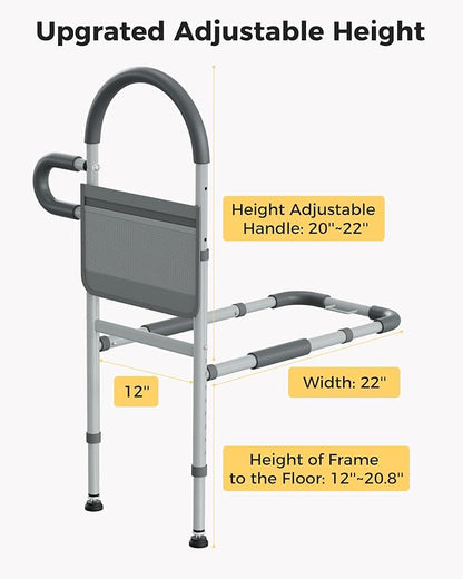 JivaJot Bed Rails for Elderly Adults Safety, Bedrails for Elderly Adults Grab Bar Bed Handrails, Cane for Seniors with Non-Slip Ergonomic Handle and Storage Pocket, Fit Twin, Full, Queen, King
