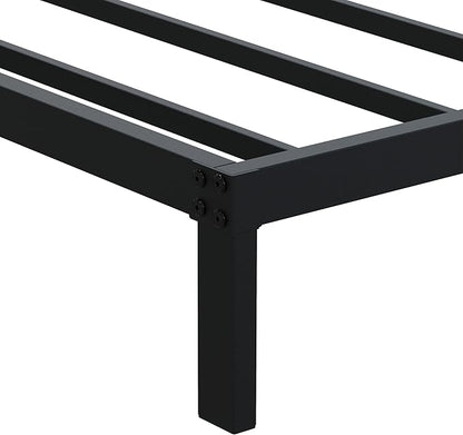 Narrow Twin Bed Frame 9 Inch Heavy Duty Low Profile Metal Platform No Box Spring Needed Mattress Foundation, Easy to Assembly, Noise Free, Black